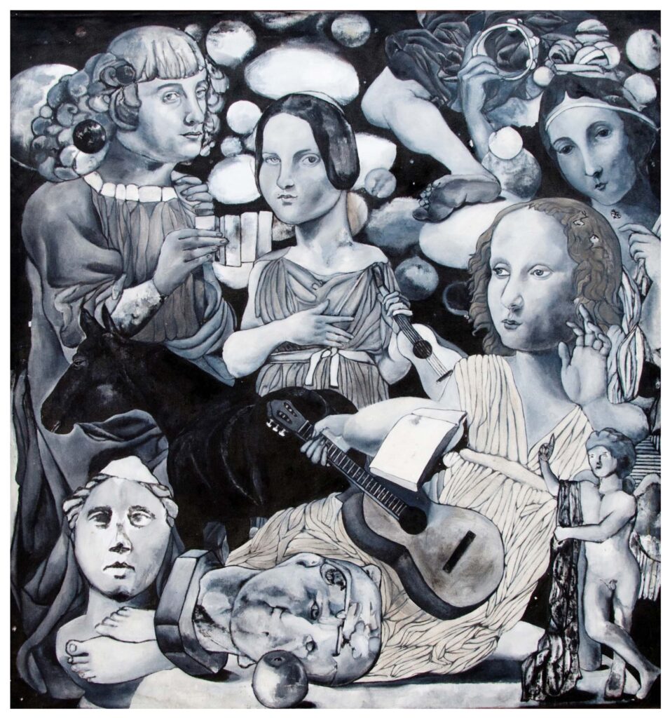 Presentan muestra antológica de Carlos Atoche 1 Apollo e Muse oleo sobte tela 138 x 142 cm. 2012